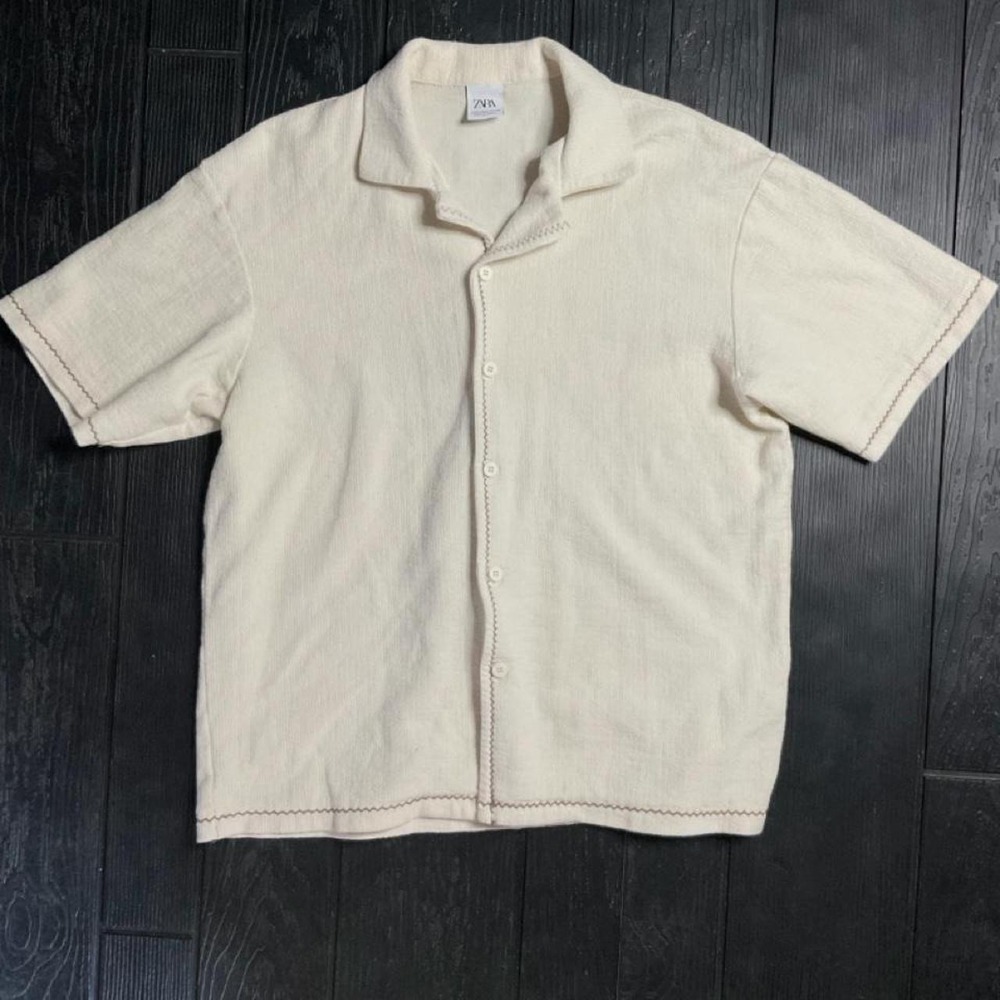 Zara cream button-up shirt